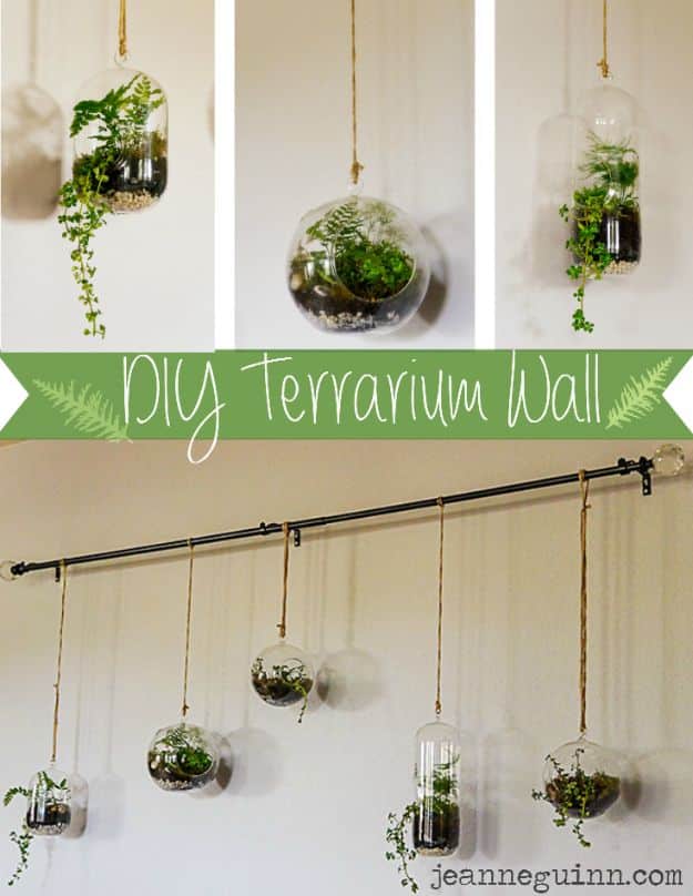 DIY Terrarium Ideas - Terrarium Wall - Cool Terrariums and Crafts With Mason Jars, Succulents, Wood, Geometric Designs and Reptile, Acquarium - Easy DIY Terrariums for Adults and Kids To Make at Home 