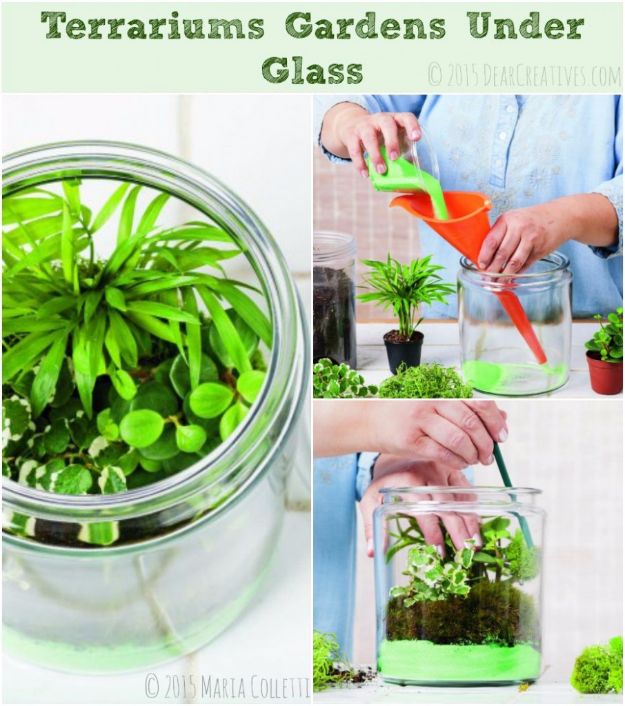DIY Terrarium Ideas - Terrariums Gardens Under Glass - Cool Terrariums and Crafts With Mason Jars, Succulents, Wood, Geometric Designs and Reptile, Acquarium - Easy DIY Terrariums for Adults and Kids To Make at Home 