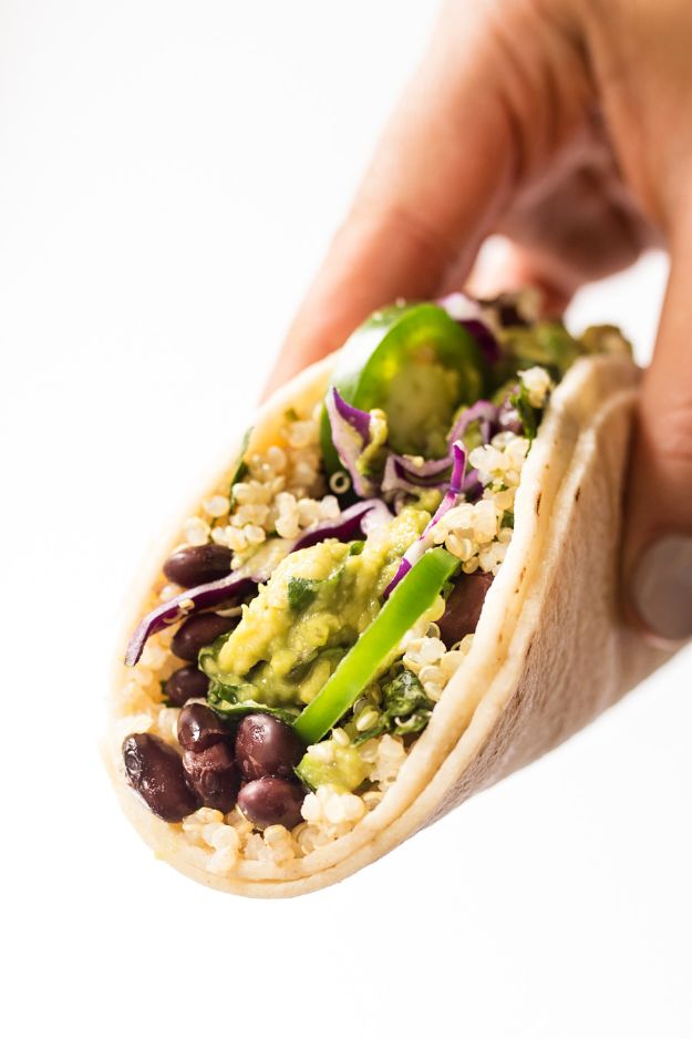 Best Recipe Ideas for Summer - Cilantro Lime Black Bean Quinoa Tacos - Cool Salads, Easy Side Dishes, Recipes for Summer Foods and Dinner to Beat the Heat - Light and Healthy Ideas for Hot Summer Nights, Pool Parties and Picnics http://diyjoy.com/best-recipes-summer