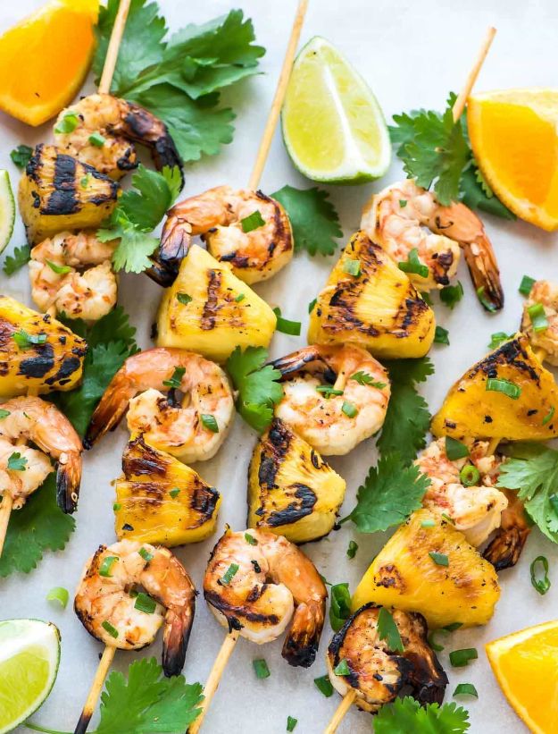 Best Recipe Ideas for Summer - Coconut Pineapple Shrimp Skewers - Cool Salads, Easy Side Dishes, Recipes for Summer Foods and Dinner to Beat the Heat - Light and Healthy Ideas for Hot Summer Nights, Pool Parties and Picnics http://diyjoy.com/best-recipes-summer