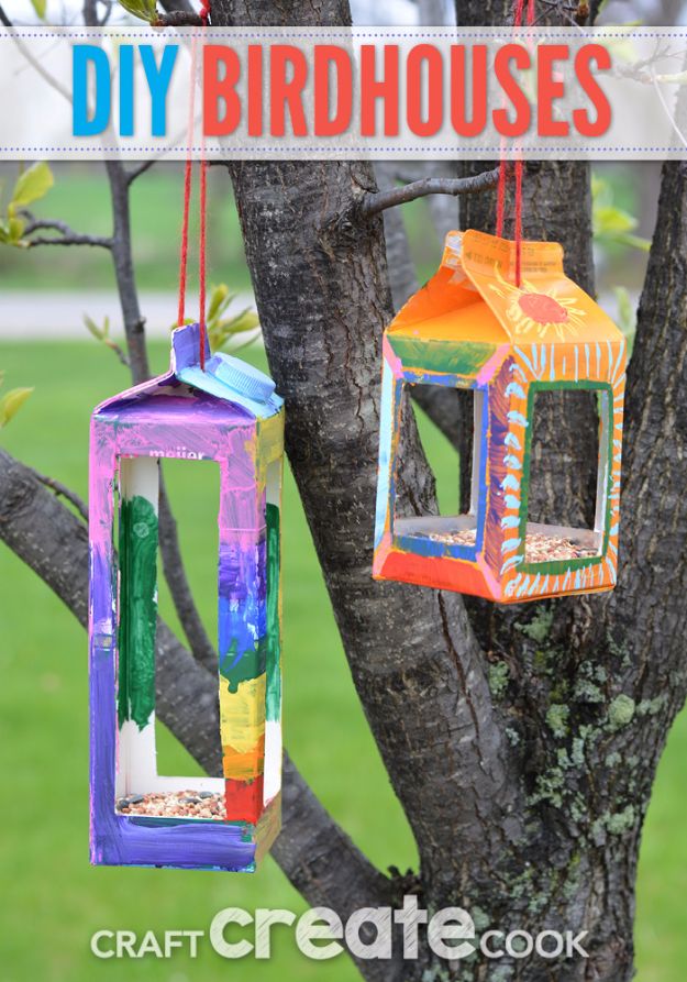 DIY Ideas for Kids To Make This Summer - DIY Birdhouses - Fun Crafts and Cool Projects for Boys and Girls To Make at Home - Easy and Cheap Do It Yourself Project Ideas With Paint, Glue, Paper, Glitter, Chalk and Things You Can Find Around The House - Creative Arts and Crafts Ideas for Children #summer #kidscrafts 