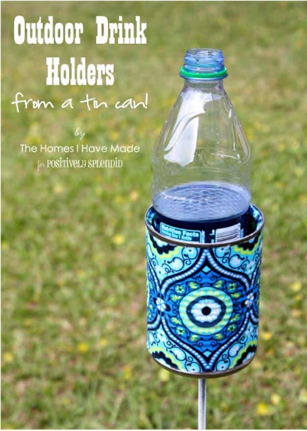 DIY Hacks for Summer - DIY Outdoor Drink Holder - Easy Projects to Try This Summer To Get Organized, Spend Time Outdoors, Play With The Kids, Stay Cool In The Heat - Tips and Tricks to Make Summertime Awesome - Crafts and Home Decor by DIY JOY 