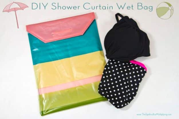 DIY Hacks for Summer - DIY Shower Curtain Wet Bag - Easy Projects to Try This Summer To Get Organized, Spend Time Outdoors, Play With The Kids, Stay Cool In The Heat - Tips and Tricks to Make Summertime Awesome - Crafts and Home Decor by DIY JOY 