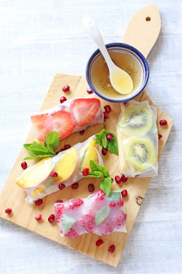 Best Recipe Ideas for Summer - Fresh Fruit Spring Rolls - Cool Salads, Easy Side Dishes, Recipes for Summer Foods and Dinner to Beat the Heat - Light and Healthy Ideas for Hot Summer Nights, Pool Parties and Picnics http://diyjoy.com/best-recipes-summer