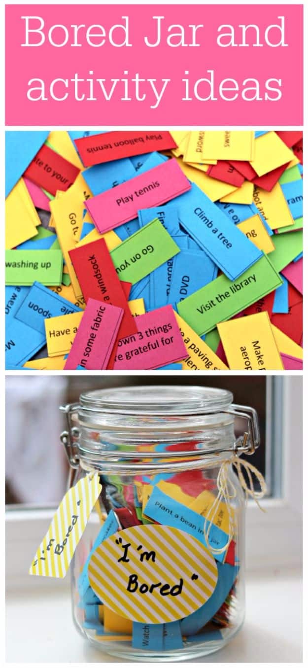 DIY Hacks for Summer - Make A Bored Jar - Easy Projects to Try This Summer To Get Organized, Spend Time Outdoors, Play With The Kids, Stay Cool In The Heat - Tips and Tricks to Make Summertime Awesome - Crafts and Home Decor by DIY JOY 