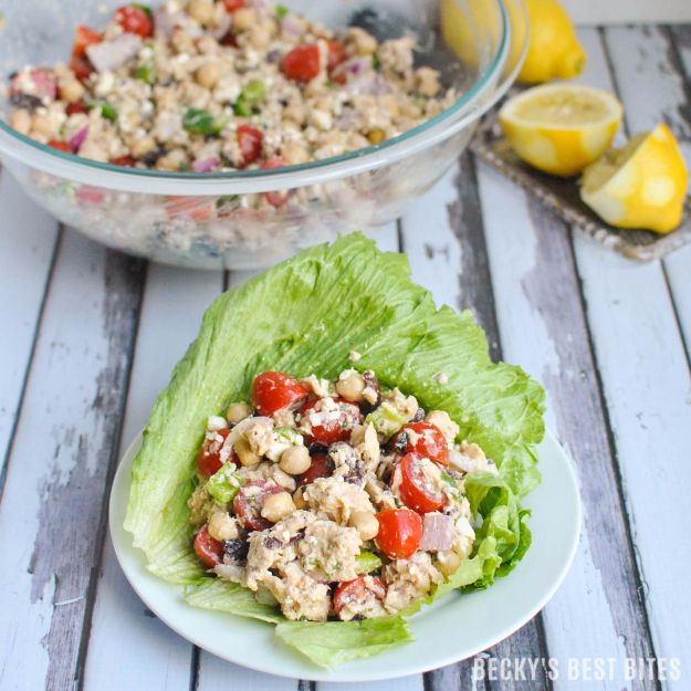Best Recipe Ideas for Summer - Mediterranean Tuna Lettuce Wraps - Cool Salads, Easy Side Dishes, Recipes for Summer Foods and Dinner to Beat the Heat - Light and Healthy Ideas for Hot Summer Nights, Pool Parties and Picnics http://diyjoy.com/best-recipes-summer