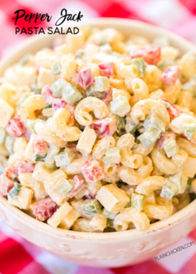 Best Recipe Ideas for Summer - Pepper Jack Pasta Salad - Cool Salads, Easy Side Dishes, Recipes for Summer Foods and Dinner to Beat the Heat - Light and Healthy Ideas for Hot Summer Nights, Pool Parties and Picnics http://diyjoy.com/best-recipes-summer