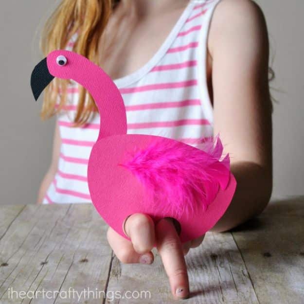 DIY Ideas for Kids To Make This Summer - Playful Flamingo Puppets - Fun Crafts and Cool Projects for Boys and Girls To Make at Home - Easy and Cheap Do It Yourself Project Ideas With Paint, Glue, Paper, Glitter, Chalk and Things You Can Find Around The House - Creative Arts and Crafts Ideas for Children #summer #kidscrafts 