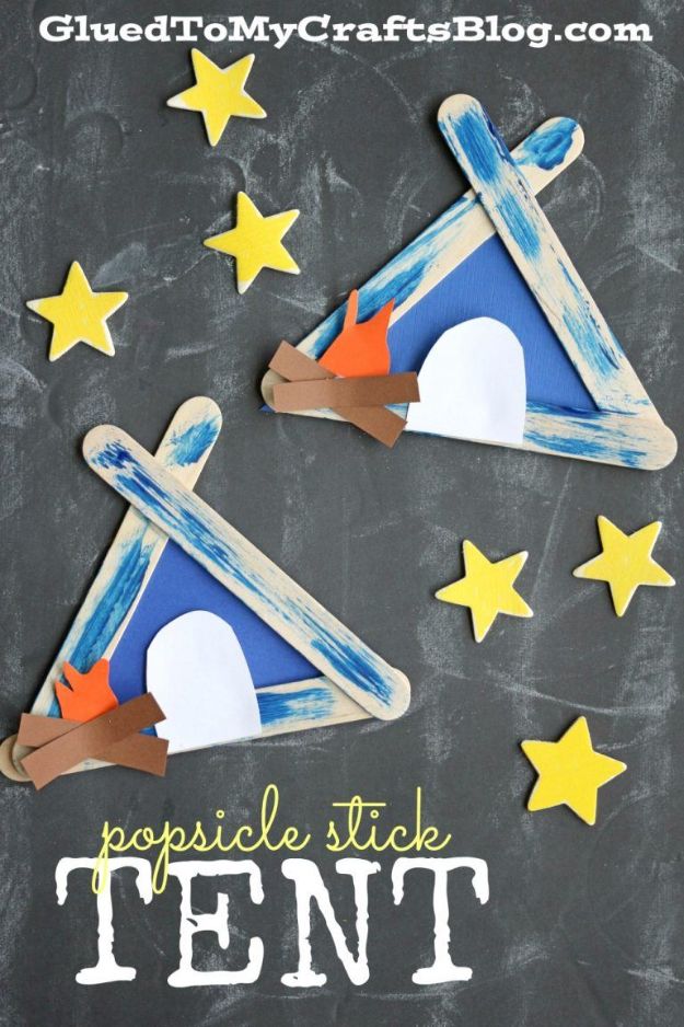 DIY Ideas for Kids To Make This Summer - Popsicle Stick Tent - Fun Crafts and Cool Projects for Boys and Girls To Make at Home - Easy and Cheap Do It Yourself Project Ideas With Paint, Glue, Paper, Glitter, Chalk and Things You Can Find Around The House - Creative Arts and Crafts Ideas for Children #summer #kidscrafts 