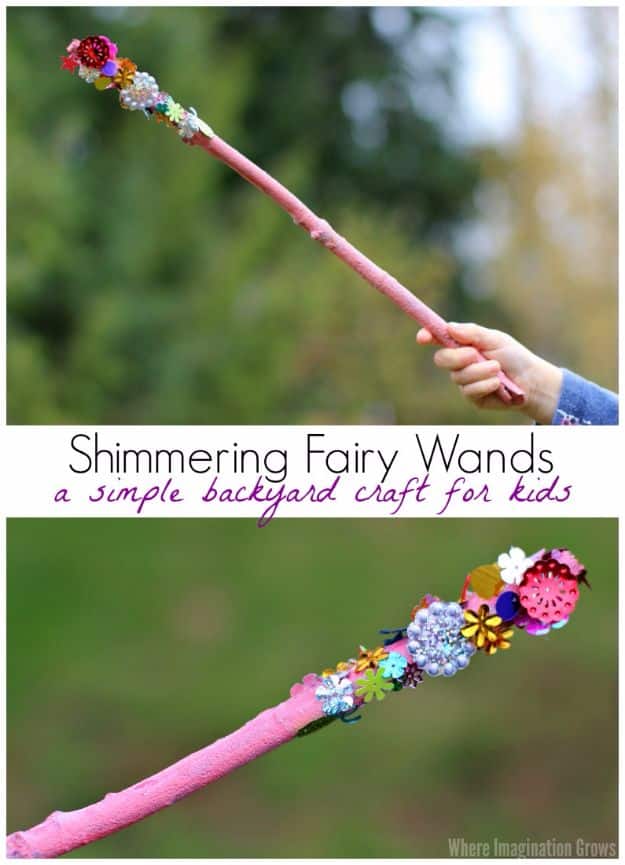 DIY Ideas for Kids To Make This Summer - Shimmering Fairy Wand - Fun Crafts and Cool Projects for Boys and Girls To Make at Home - Easy and Cheap Do It Yourself Project Ideas With Paint, Glue, Paper, Glitter, Chalk and Things You Can Find Around The House - Creative Arts and Crafts Ideas for Children #summer #kidscrafts 