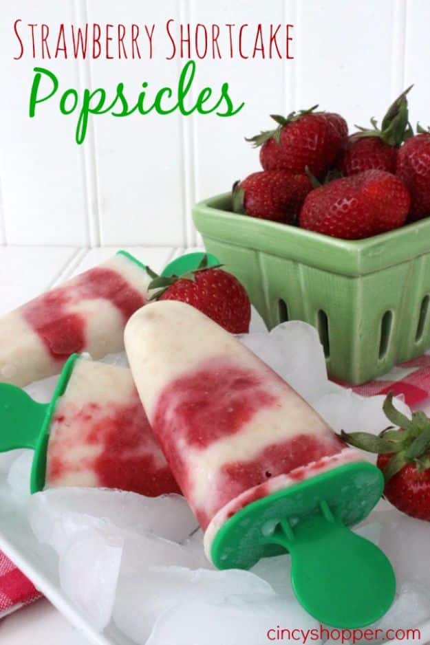 Best Recipe Ideas for Summer - Strawberry Shortcake Popsicles - Cool Salads, Easy Side Dishes, Recipes for Summer Foods and Dinner to Beat the Heat - Light and Healthy Ideas for Hot Summer Nights, Pool Parties and Picnics http://diyjoy.com/best-recipes-summer