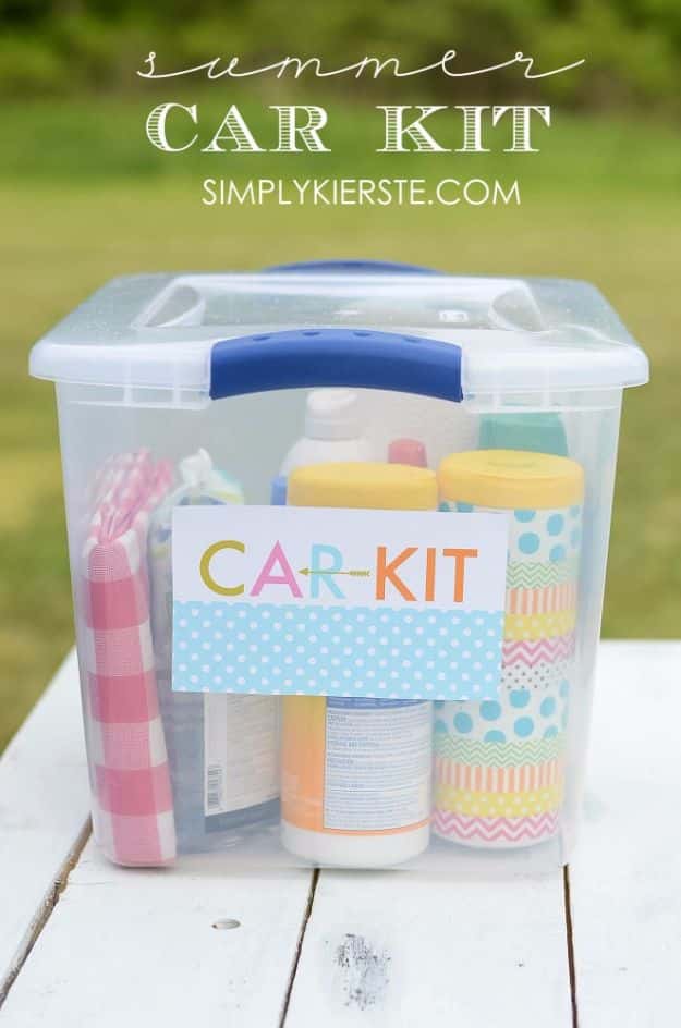 DIY Hacks for Summer - Summer Car Kit - Easy Projects to Try This Summer To Get Organized, Spend Time Outdoors, Play With The Kids, Stay Cool In The Heat - Tips and Tricks to Make Summertime Awesome - Crafts and Home Decor by DIY JOY 