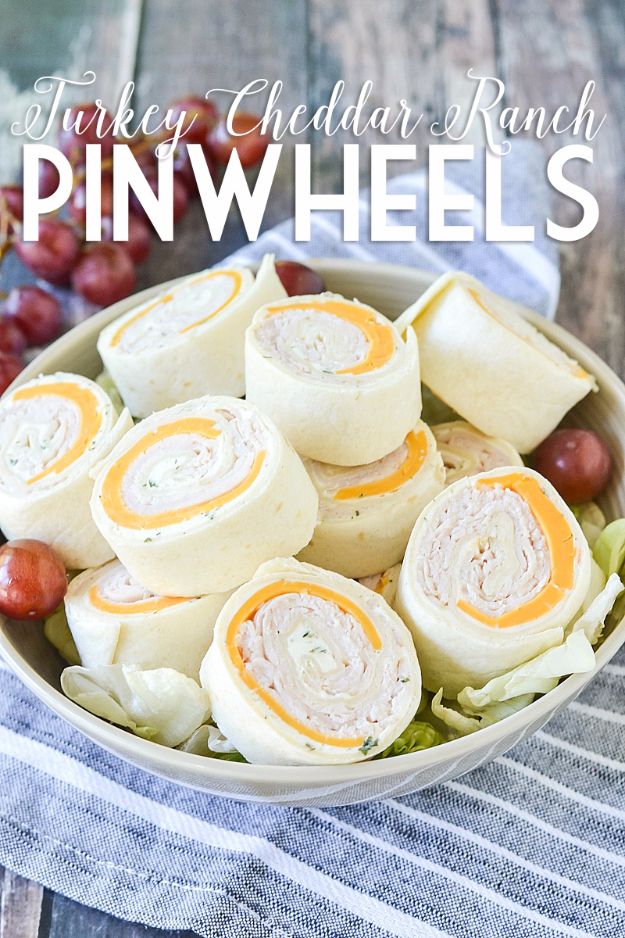 Best Recipe Ideas for Summer - Turkey Cheddar Ranch Pinwheels - Cool Salads, Easy Side Dishes, Recipes for Summer Foods and Dinner to Beat the Heat - Light and Healthy Ideas for Hot Summer Nights, Pool Parties and Picnics http://diyjoy.com/best-recipes-summer