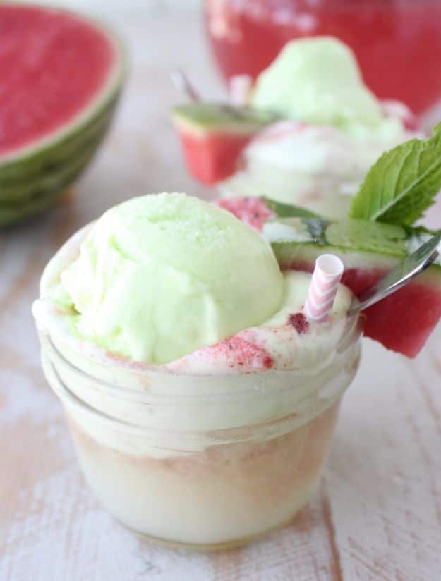 Best Recipe Ideas for Summer - Watermelon Lime Sherbet Float - Cool Salads, Easy Side Dishes, Recipes for Summer Foods and Dinner to Beat the Heat - Light and Healthy Ideas for Hot Summer Nights, Pool Parties and Picnics http://diyjoy.com/best-recipes-summer