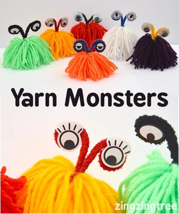 DIY Ideas for Kids To Make This Summer - Yarn Monsters - Fun Crafts and Cool Projects for Boys and Girls To Make at Home - Easy and Cheap Do It Yourself Project Ideas With Paint, Glue, Paper, Glitter, Chalk and Things You Can Find Around The House - Creative Arts and Crafts Ideas for Children #summer #kidscrafts 