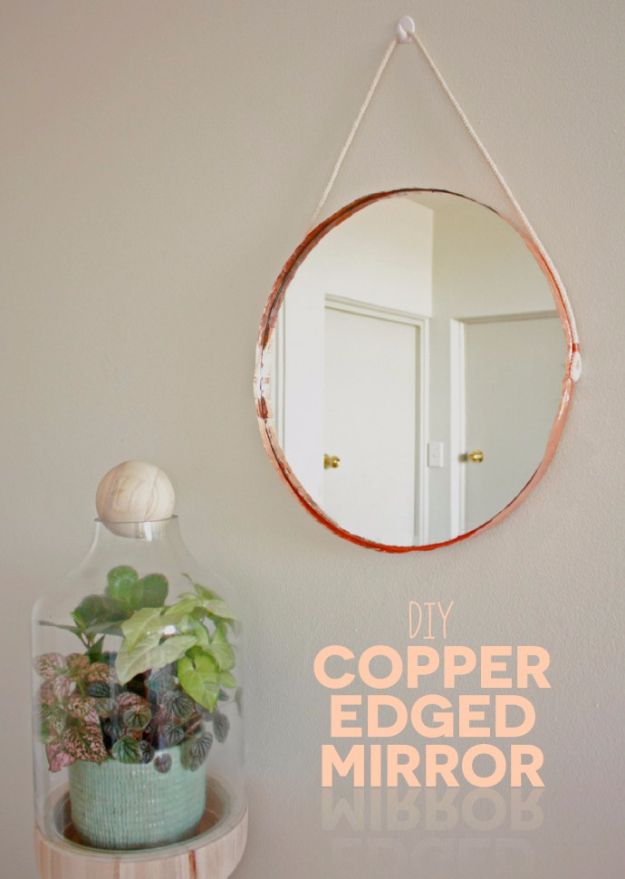 DIY Hacks for Renters - DIY Copper Edged Mirror - Easy Ways to Decorate and Fix Things on Rental Property - Decorate Walls, Cheap Ideas for Making an Apartment, Small Space or Tiny Closet Work For You - Quick Hacks and DIY Projects on A Budget - Step by Step Tutorials and Instructions for Simple Home Decor http://diyjoy.com/diy-hacks-renters