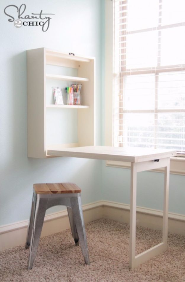 DIY Hacks for Renters - DIY Murphy Desk - Easy Ways to Decorate and Fix Things on Rental Property - Decorate Walls, Cheap Ideas for Making an Apartment, Small Space or Tiny Closet Work For You - Quick Hacks and DIY Projects on A Budget - Step by Step Tutorials and Instructions for Simple Home Decor http://diyjoy.com/diy-hacks-renters