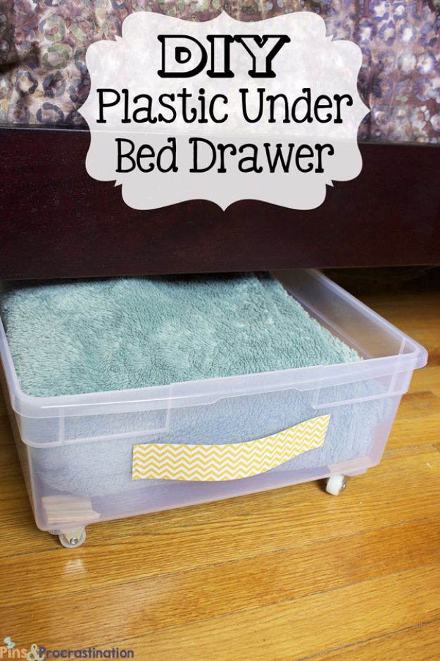 DIY Hacks for Renters - DIY Plastic Under Bed Drawer - Easy Ways to Decorate and Fix Things on Rental Property - Decorate Walls, Cheap Ideas for Making an Apartment, Small Space or Tiny Closet Work For You - Quick Hacks and DIY Projects on A Budget - Step by Step Tutorials and Instructions for Simple Home Decor http://diyjoy.com/diy-hacks-renters