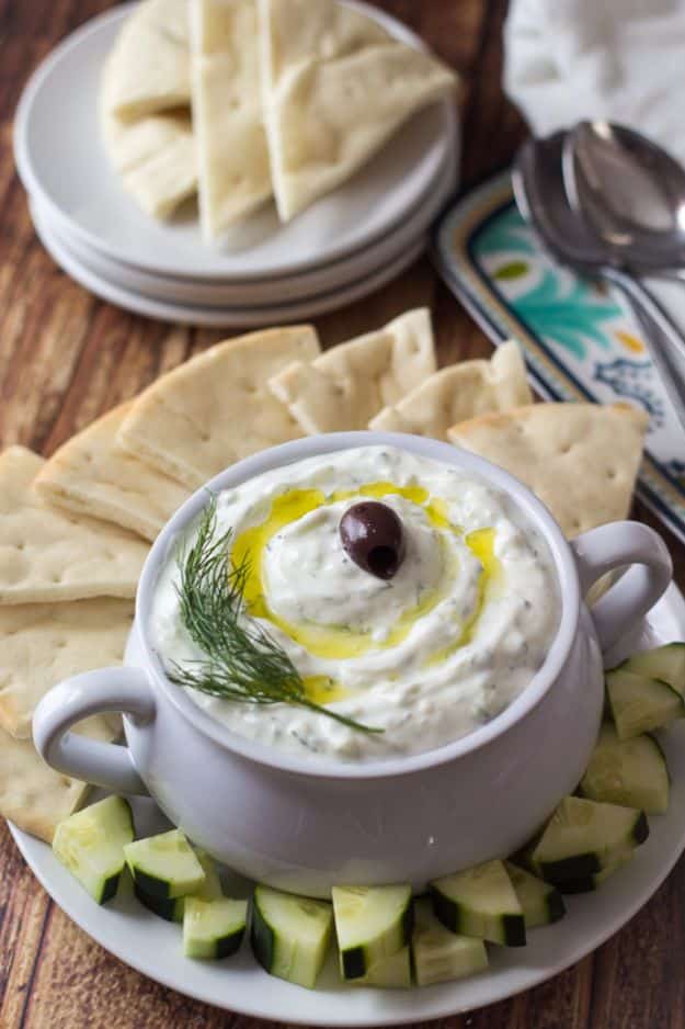 Best Dip Recipes - Authentic Greek Tzatziki - Easy Recipe Ideas for A Party Appetizer - Cold Recipe Ideas for Chips, Crockpot, Mexican Bean Dip, Desserts and Healthy Fruit Options - Italian Dressing and Ranch Dip Recipe Ideas 