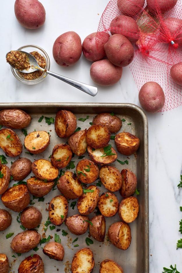 Potato Recipes - 3-Ingredient Roasted Dijon Potatoes - Easy, Quick and Healthy Potato Recipes - How To Make Roasted, In Oven, Fried, Mashed and Red Potatoes - Easy Potato Side Dishes #potatorecipes #recipes