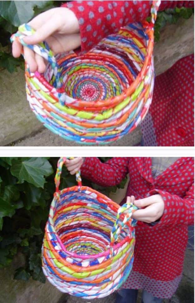 DIY Ideas With Plastic Bags - Beautiful Baskets From Plastic Bags - How To Make Fun Upcycling Ideas and Crafts - Awesome Storage Projects Using Recycling - Coolest Craft Projects, Life Hacks and Ways To Upcycle a Plastic Bag #recycling #upcycling #crafts #diyideas