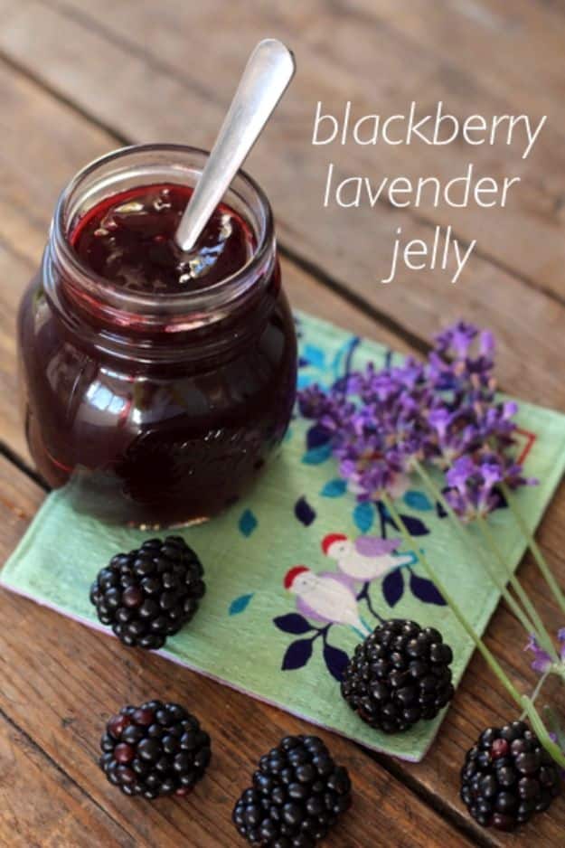 Best Jam and Jelly Recipes - Blackberry Lavender Jelly - Homemade Recipe Ideas For Canning - Easy and Unique Jams and Jellies Made With Strawberry, Raspberry, Blackberry, Peach and Fruit - Healthy, Sugar Free, No Pectin, Small Batch, Savory and Freezer Recipes #recipes #jelly