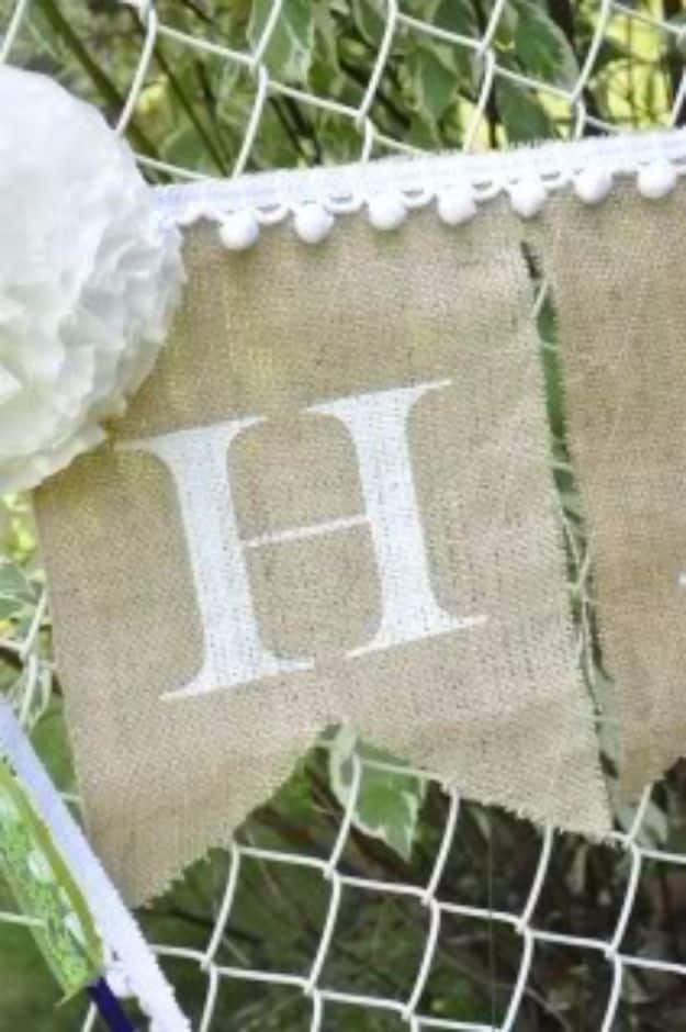 DIY Wedding Decor - Burlap And Paper Wedding Banners - Easy and Cheap Project Ideas with Things Found in Dollar Stores - Simple and Creative Backdrops for Receptions On A Budget - Rustic, Elegant, and Vintage Paper Ideas for Centerpieces, and Vases 