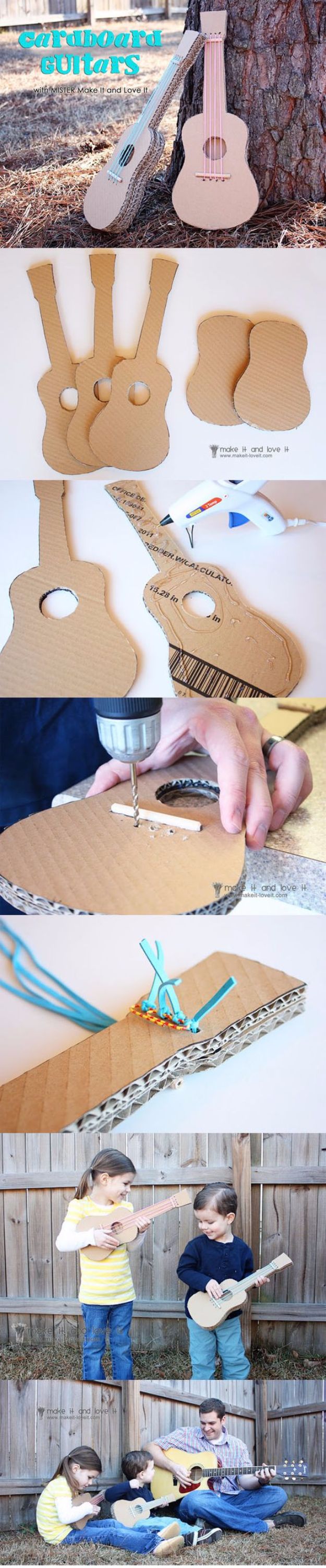 DIY Ideas With Cardboard - Cardboard Guitars - How To Make Room Decor Crafts for Kids - Easy and Crafty Storage Ideas For Room - Toilet Paper Roll Projects Tutorials - Fun Furniture Ideas with Cardboard - Cheap, Quick and Easy Wall Decorations #diyideas #cardboardcrafts #crafts