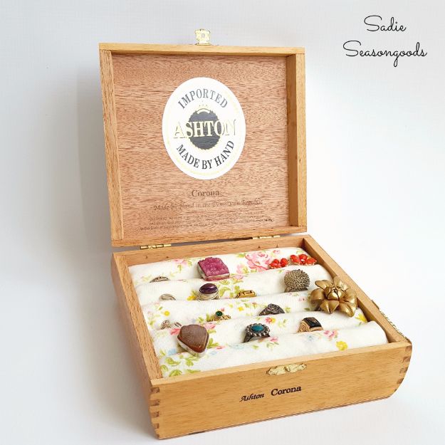 DIY Jewelry Ideas - Cigar Box Ring Holder - How To Make the Coolest Jewelry Ideas For Kids and Teens - Homemade Wooden and Plastic Jewelry Box Plans - Easy Cardboard Gift Ideas - Cheap Wall Makeover and Organizer Projects With Drawers Men http://diyjoy.com/diy-jewelry-boxes-storage