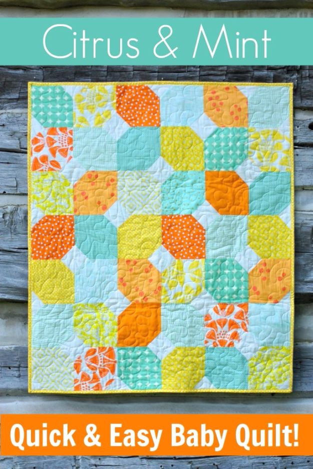 Best Quilts to Make This Weekend - Citrus & Mint Baby Quilt - Free Quilt Patterns and Quilting Tutorials - Quilting for Beginners and Sewing Ideas - DIY Baby Quilts, Printables, New and Easy Modern Quilts, Jelly Roll, Quilt Squares, Fat Quarters and Scrap Ideas #diy #quilting #sewing