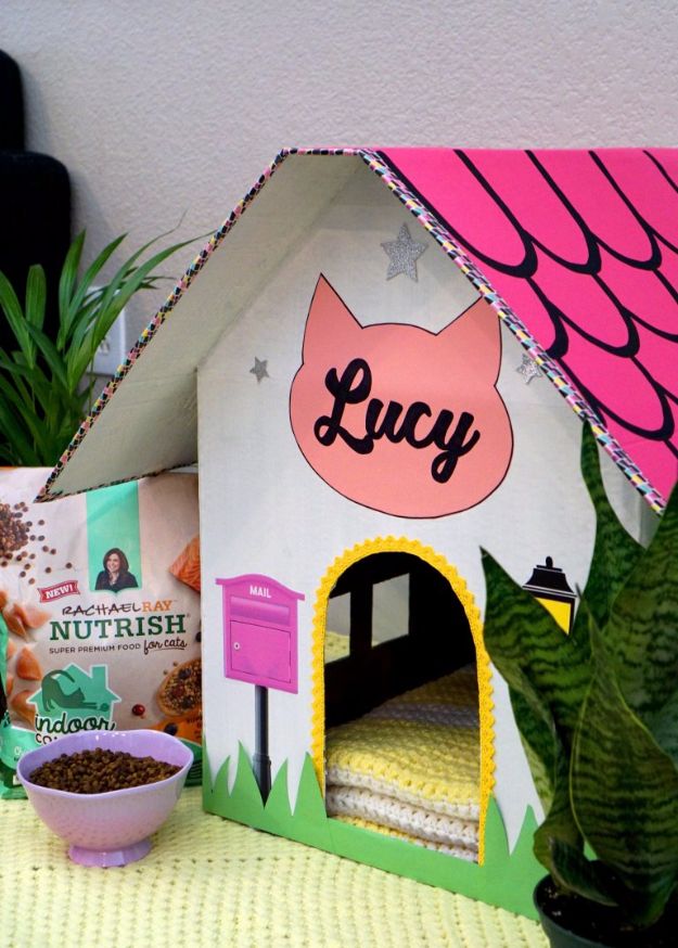 DIY Ideas With Cardboard - DIY Cardboard Cat House - How To Make Room Decor Crafts for Kids - Easy and Crafty Storage Ideas For Room - Toilet Paper Roll Projects Tutorials - Fun Furniture Ideas with Cardboard - Cheap, Quick and Easy Wall Decorations #diyideas #cardboardcrafts #crafts