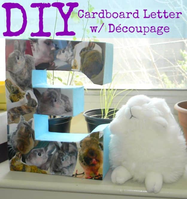 DIY Ideas With Cardboard - DIY Cardboard Letter with Découpage - How To Make Room Decor Crafts for Kids - Easy and Crafty Storage Ideas For Room - Toilet Paper Roll Projects Tutorials - Fun Furniture Ideas with Cardboard - Cheap, Quick and Easy Wall Decorations #diyideas #cardboardcrafts #crafts