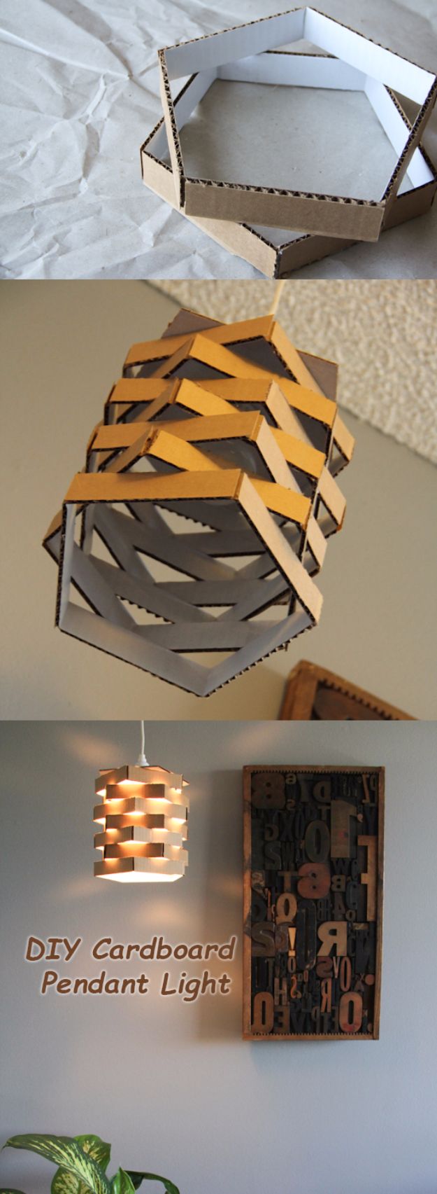 DIY Ideas With Cardboard - DIY Cardboard Pendant Light - How To Make Room Decor Crafts for Kids - Easy and Crafty Storage Ideas For Room - Toilet Paper Roll Projects Tutorials - Fun Furniture Ideas with Cardboard - Cheap, Quick and Easy Wall Decorations #diyideas #cardboardcrafts #crafts