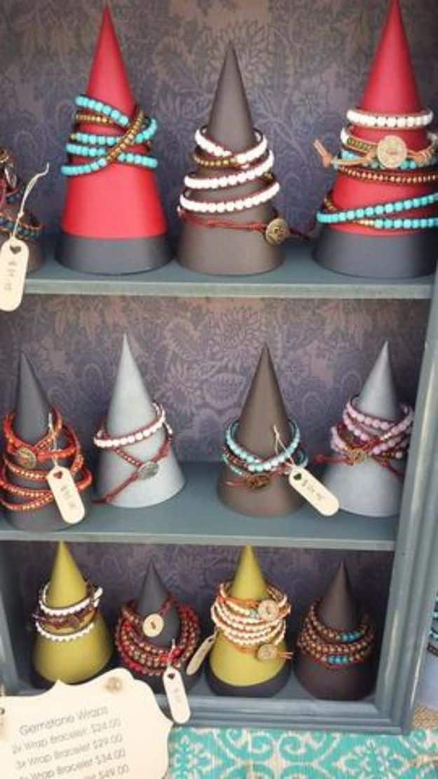 DIY Jewelry Ideas - DIY Jewelry Display Cones - How To Make the Coolest Jewelry Ideas For Kids and Teens - Homemade Wooden and Plastic Jewelry Box Plans - Easy Cardboard Gift Ideas - Cheap Wall Makeover and Organizer Projects With Drawers Men http://diyjoy.com/diy-jewelry-boxes-storage