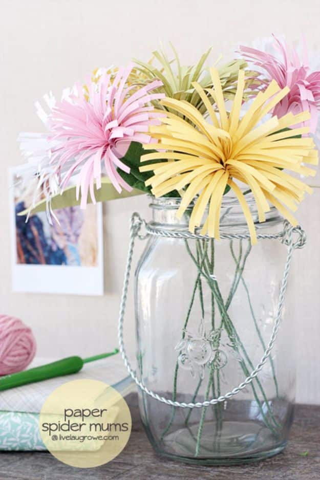 DIY Paper Flowers - DIY Paper Spider Mums - How To Make A Paper Flower - Large Wedding Backdrop for Wall Decor - Easy Tissue Paper Flower Tutorial for Kids - Giant Projects for Photo Backdrops - Daisy, Roses, Bouquets, Centerpieces - Cricut Template and Step by Step Tutorial 