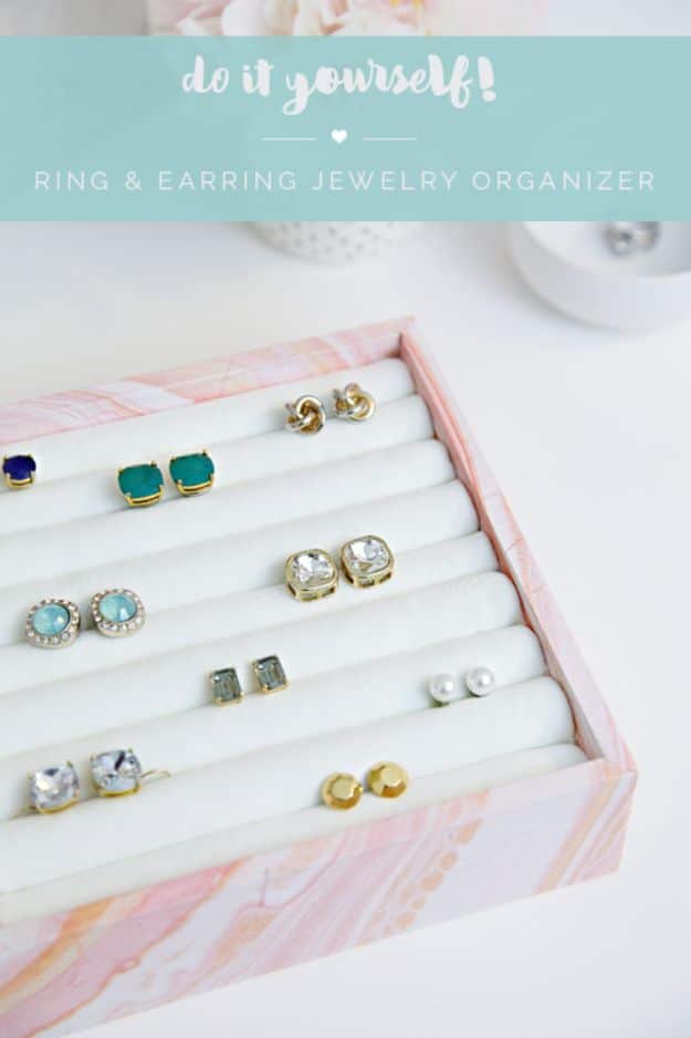 DIY Jewelry Ideas - DIY Ring & Earring Jewelry Storage - How To Make the Coolest Jewelry Ideas For Kids and Teens - Homemade Wooden and Plastic Jewelry Box Plans - Easy Cardboard Gift Ideas - Cheap Wall Makeover and Organizer Projects With Drawers Men http://diyjoy.com/diy-jewelry-boxes-storage