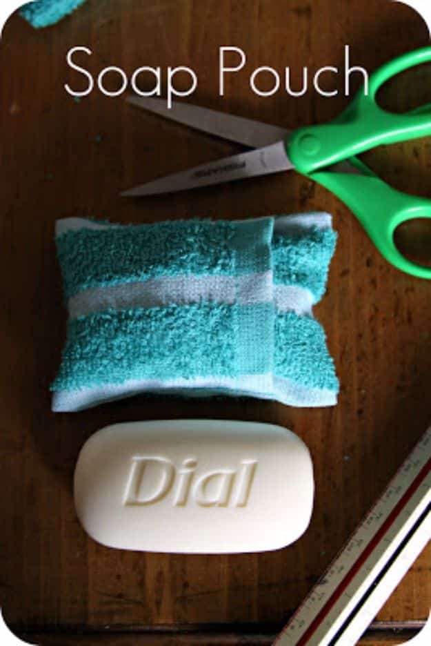 DIY Ideas With Old Towels - DIY Soap Pouch - Cool Crafts To Make With An Old Towel - Cheap Do It Yourself Gifts and Home Decor on A Budget budget craft ideas #crafts #diy