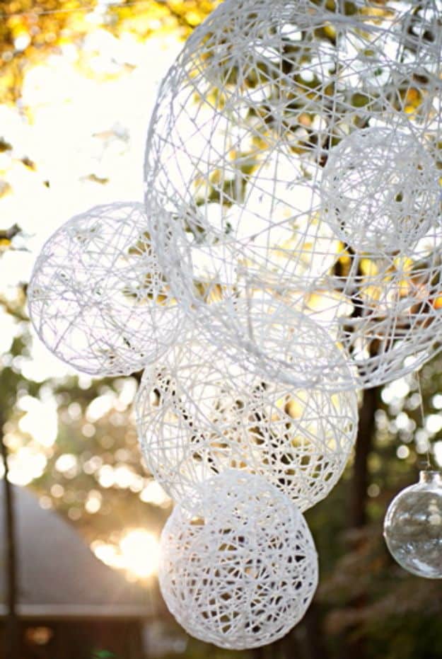 DIY Wedding Decor - DIY String Chandeliers - Easy and Cheap Project Ideas with Things Found in Dollar Stores - Simple and Creative Backdrops for Receptions On A Budget - Rustic, Elegant, and Vintage Paper Ideas for Centerpieces, and Vases 