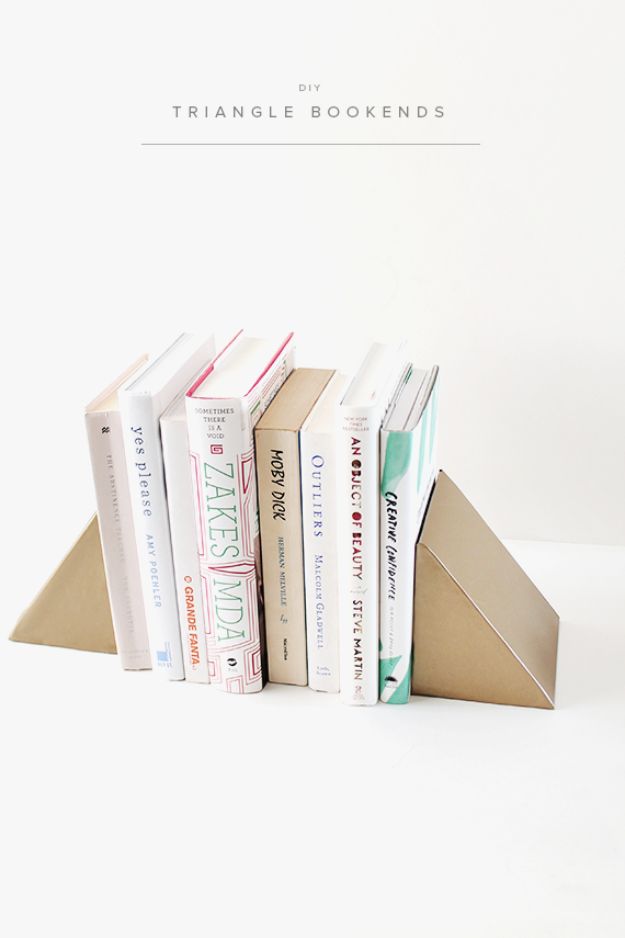 DIY Ideas With Cardboard - DIY Triangle Bookends - How To Make Room Decor Crafts for Kids - Easy and Crafty Storage Ideas For Room - Toilet Paper Roll Projects Tutorials - Fun Furniture Ideas with Cardboard - Cheap, Quick and Easy Wall Decorations #diyideas #cardboardcrafts #crafts