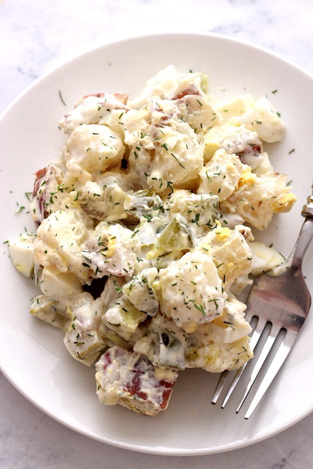 Potato Recipes - Dill Pickle Potato Salad - Easy, Quick and Healthy Potato Recipes - How To Make Roasted, In Oven, Fried, Mashed and Red Potatoes - Easy Potato Side Dishes #potatorecipes #recipes