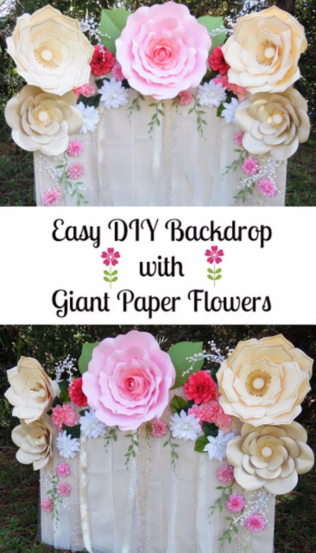 DIY Paper Flowers - Easy Paper Flower Backdrop Assembly - How To Make A Paper Flower - Large Wedding Backdrop for Wall Decor - Easy Tissue Paper Flower Tutorial for Kids - Giant Projects for Photo Backdrops - Daisy, Roses, Bouquets, Centerpieces - Cricut Template and Step by Step Tutorial 