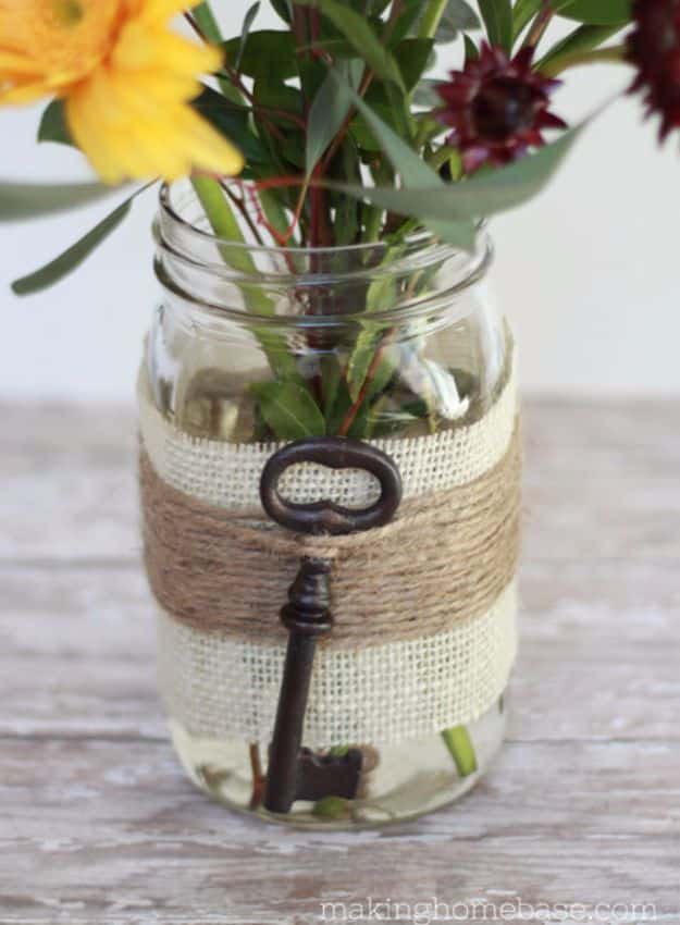 DIY Wedding Decor - Embellished Mason Jar Vase - Easy and Cheap Project Ideas with Things Found in Dollar Stores - Simple and Creative Backdrops for Receptions On A Budget - Rustic, Elegant, and Vintage Paper Ideas for Centerpieces, and Vases 
