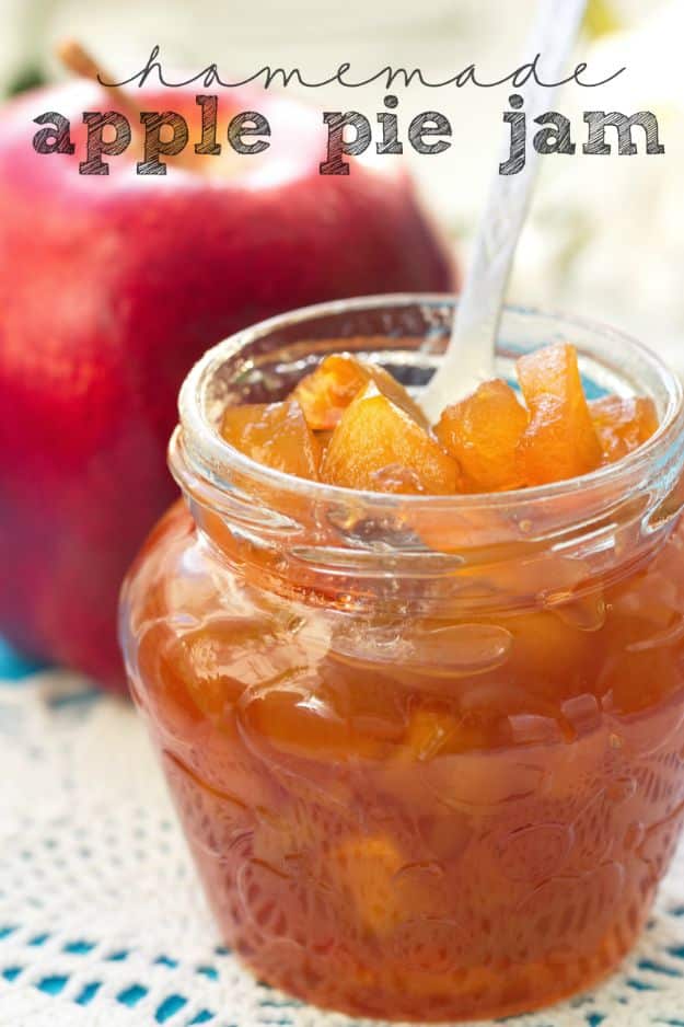 Best Jam and Jelly Recipes - Homemade Apple Pie Jam - Homemade Recipe Ideas For Canning - Easy and Unique Jams and Jellies Made With Strawberry, Raspberry, Blackberry, Peach and Fruit - Healthy, Sugar Free, No Pectin, Small Batch, Savory and Freezer Recipes #recipes #jelly