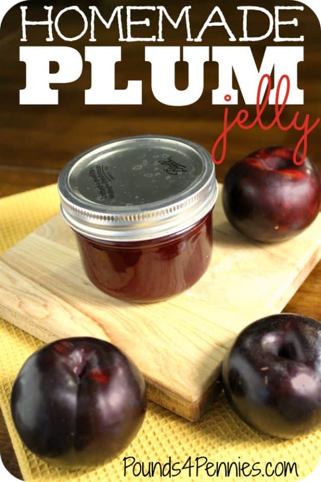 Best Jam and Jelly Recipes - Homemade Plum Jelly - Homemade Recipe Ideas For Canning - Easy and Unique Jams and Jellies Made With Strawberry, Raspberry, Blackberry, Peach and Fruit - Healthy, Sugar Free, No Pectin, Small Batch, Savory and Freezer Recipes #recipes #jelly