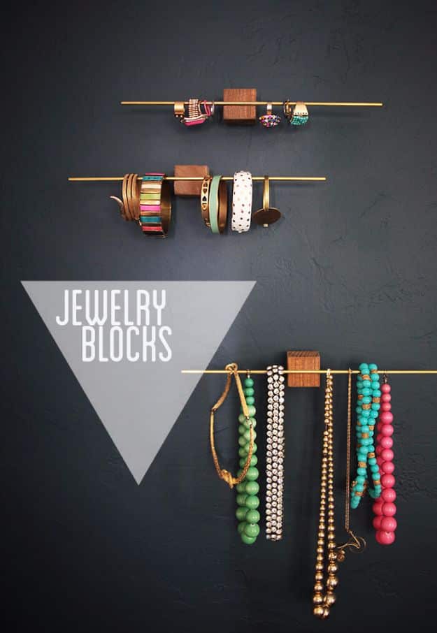 DIY Jewelry Ideas - Jewelry Blocks - How To Make the Coolest Jewelry Ideas For Kids and Teens - Homemade Wooden and Plastic Jewelry Box Plans - Easy Cardboard Gift Ideas - Cheap Wall Makeover and Organizer Projects With Drawers Men http://diyjoy.com/diy-jewelry-boxes-storage