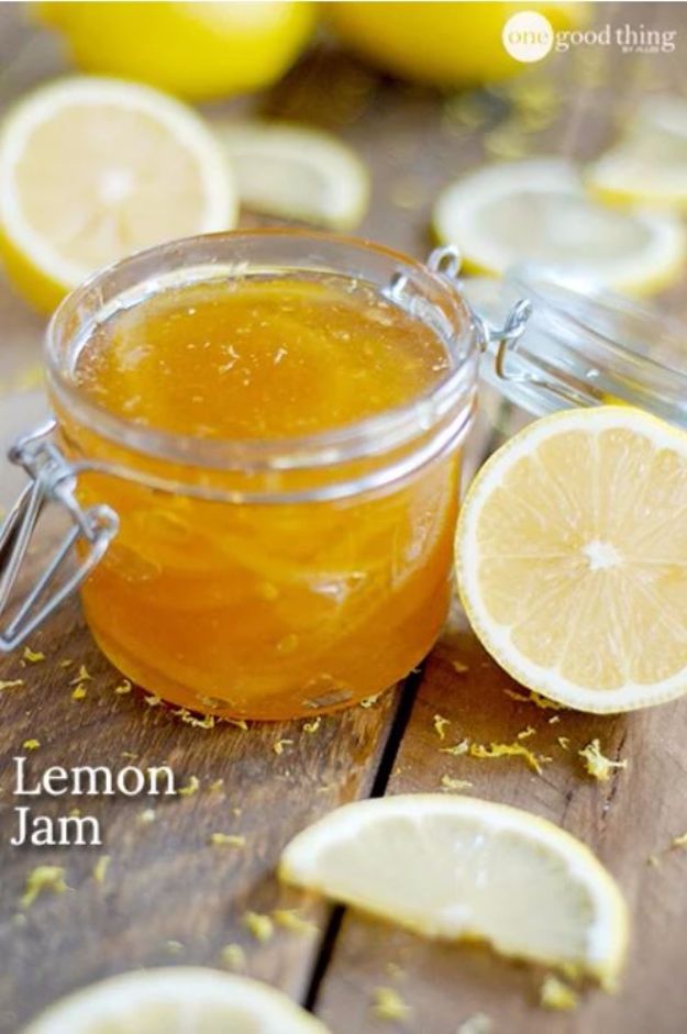 Best Jam and Jelly Recipes - Lemon Jam - Homemade Recipe Ideas For Canning - Easy and Unique Jams and Jellies Made With Strawberry, Raspberry, Blackberry, Peach and Fruit - Healthy, Sugar Free, No Pectin, Small Batch, Savory and Freezer Recipes #recipes #jelly