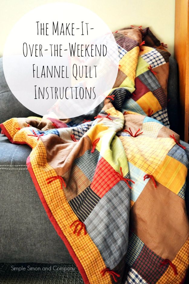 Best Quilts to Make This Weekend - Over-The-Weekend Flannel Quilt - Free Quilt Patterns and Quilting Tutorials - Quilting for Beginners and Sewing Ideas - DIY Baby Quilts, Printables, New and Easy Modern Quilts, Jelly Roll, Quilt Squares, Fat Quarters and Scrap Ideas #diy #quilting #sewing