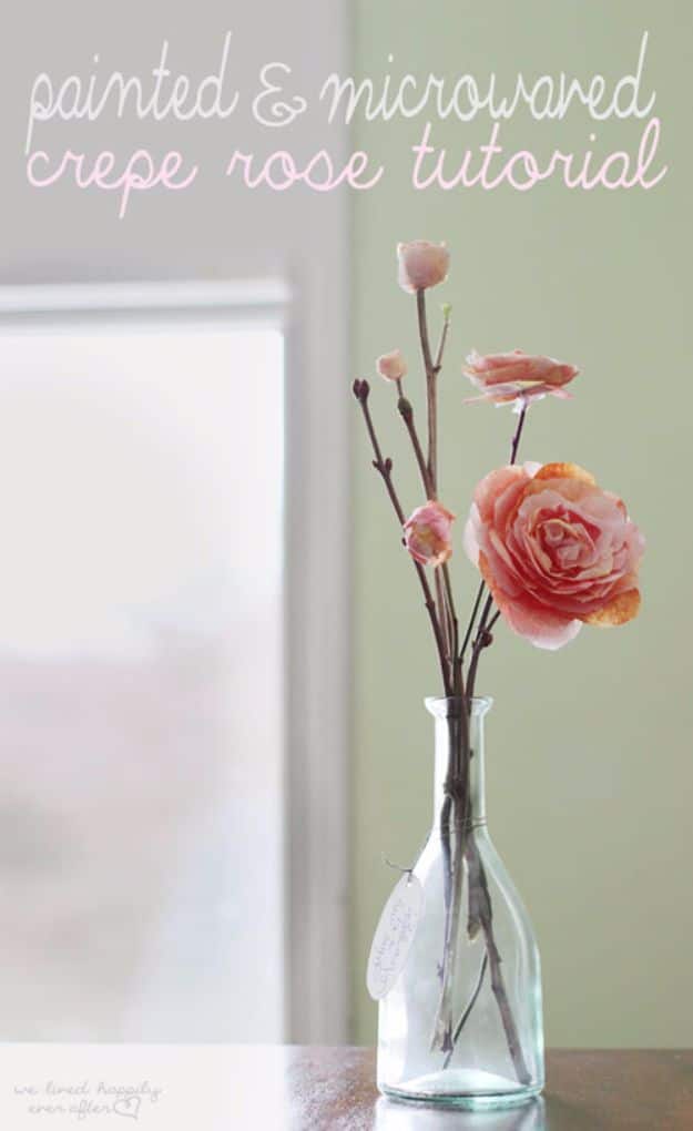 DIY Paper Flowers - Painted And Microwaved Crepe Rose - How To Make A Paper Flower - Large Wedding Backdrop for Wall Decor - Easy Tissue Paper Flower Tutorial for Kids - Giant Projects for Photo Backdrops - Daisy, Roses, Bouquets, Centerpieces - Cricut Template and Step by Step Tutorial 
