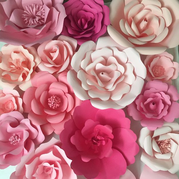 DIY Paper Flowers - Paper Flower Backdrop - How To Make A Paper Flower - Large Wedding Backdrop for Wall Decor - Easy Tissue Paper Flower Tutorial for Kids - Giant Projects for Photo Backdrops - Daisy, Roses, Bouquets, Centerpieces - Cricut Template and Step by Step Tutorial 