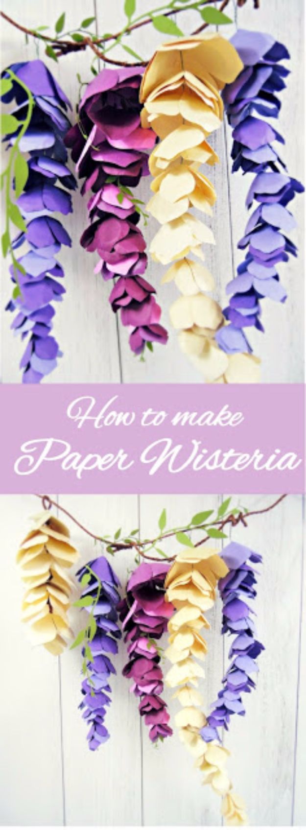 DIY Paper Flowers - Paper Wisteria - How To Make A Paper Flower - Large Wedding Backdrop for Wall Decor - Easy Tissue Paper Flower Tutorial for Kids - Giant Projects for Photo Backdrops - Daisy, Roses, Bouquets, Centerpieces - Cricut Template and Step by Step Tutorial 